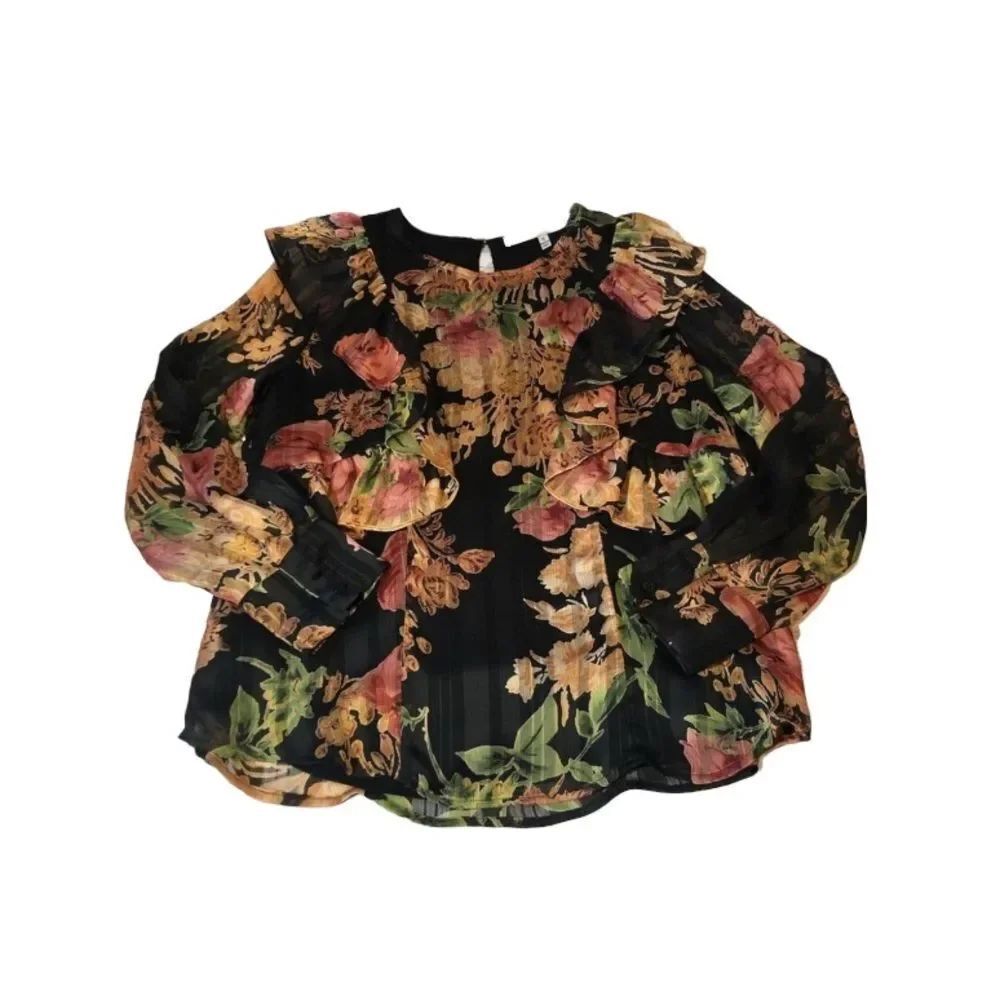 Collective Concepts Floral Ruffle Blouse size Small